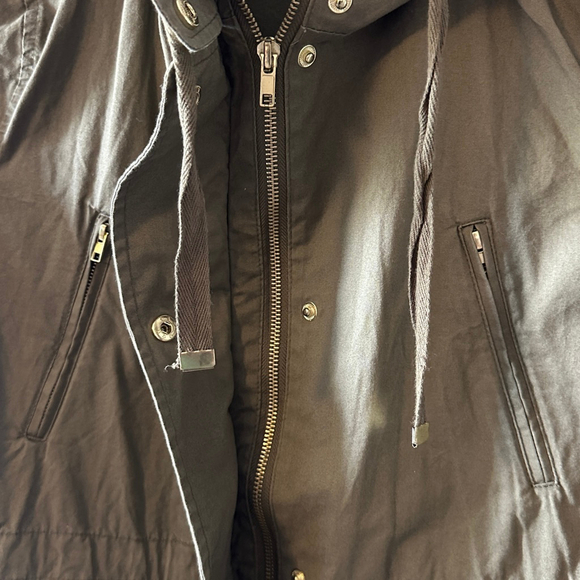 Women’s Love Tree Olive Green Hooded Utility Jacket Size M Cotton Military Parka - Picture 4 of 10